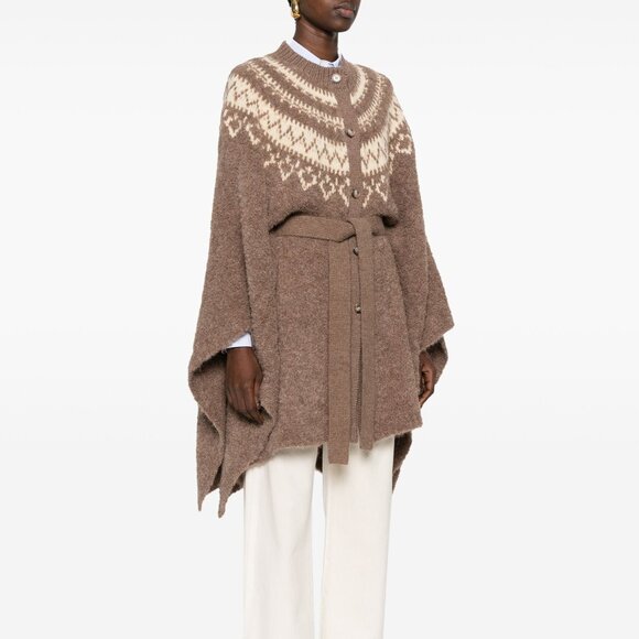 POLO Ralph Lauren Fair Isle Alpaca Wool Cape Poncho Cardigan M/L Belted NEW $998 - Picture 7 of 16